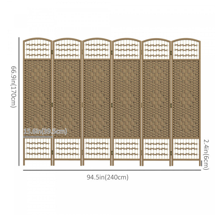 HOMCOM 5.6ft Folding Room Divider, Freestanding Privacy Screen, Natural