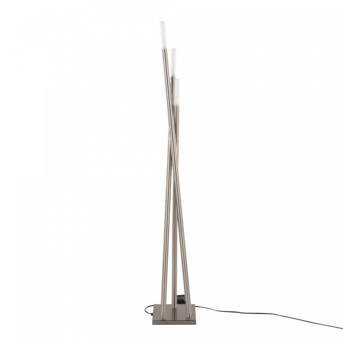LumiSource Icicle Contemporary Brushed Nickel Floor Lamp