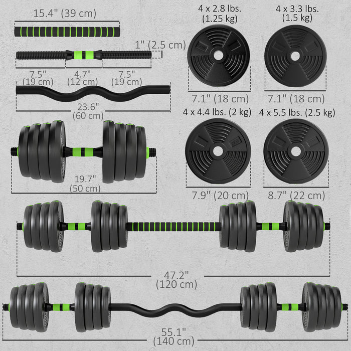 Soozier Adjustable Dumbbell Set, 3 in 1 Weights Set for Home Gym, 66lb