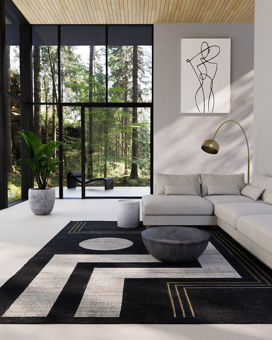 Erisa Contemporary 8'11\" x 12'6\" Area Rug in Grey Indoor Area Rug