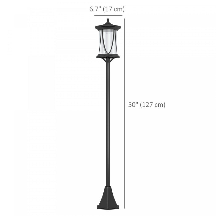 Outsunny 50\" Solar Post Light, Ip44 Led Outdoor Street Light, Cool White