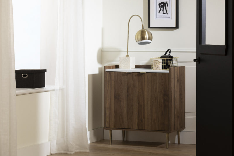 Maliza 2-Door Storage Cabinet - Faux Carrara Marble