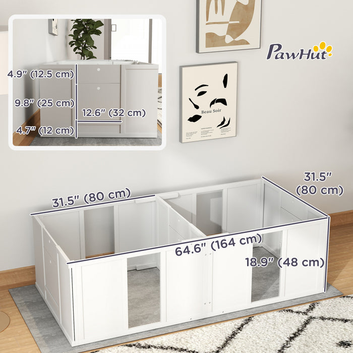 Pawhut Whelping Box For Dogs And Puppies, Dog Whelping Pen, Dog Birth Supplies Indoor With Removable Adjustable Height Doors, For Small Sized Dogs, 65\" X 31.5\" X 19\"