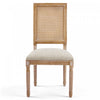 Oliver Solid Wood Rubberwood Dining Chair Set of 2 with Upholstered Seat Cane Backrest and Fluted Legs,Beige | Oliver lot de 2 chaises de salle a manger en bois massif (hevea) avec assise rembourree, dossier en cannage et pieds canneles, beige