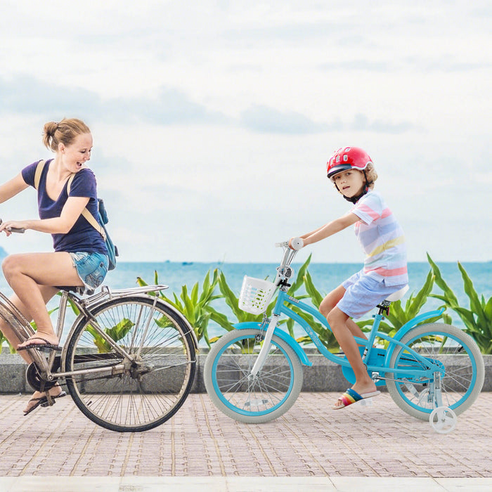 Prorider 18\" Kids Bike Toddler Bicycle With Training Wheel Kickstand For 4-8 Years Blue