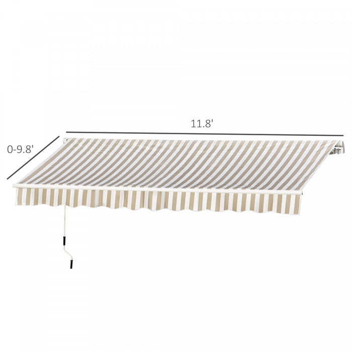 Outsunny Retractable Awning Manual Sun Shade Shelter Beige