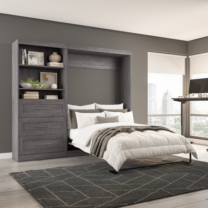 Bestar Pur Full Murphy Bed and Storage Unit with Drawers 95-Inch Wall Bed - Bark Grey