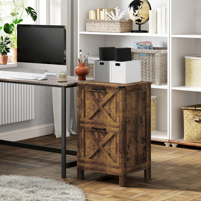 HOMCOM File Cabinet with 2 Drawers Filing Cabinet for A4 Letter, Brown