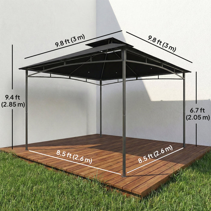 Outsunny 10' x 10' Gazebo, Soft Top Garden Gazebo with 2-Tier Roof, Black