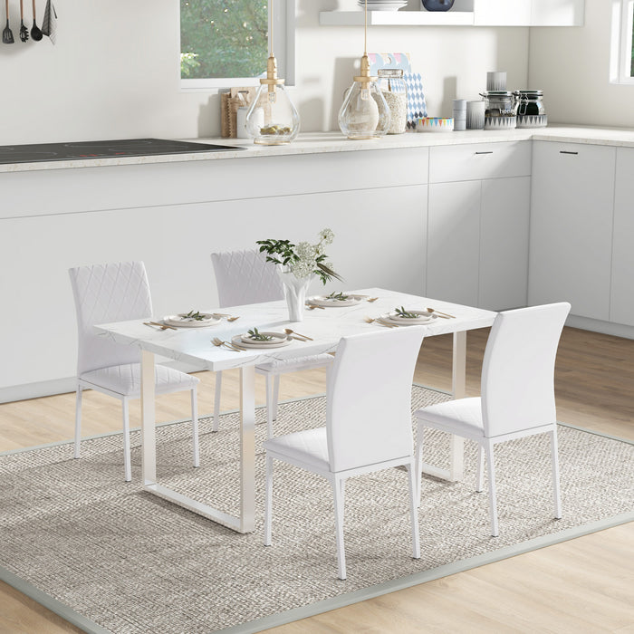 HOMCOM Dining Chairs Set of 4, Upholstered Faux Leather Accent Chairs