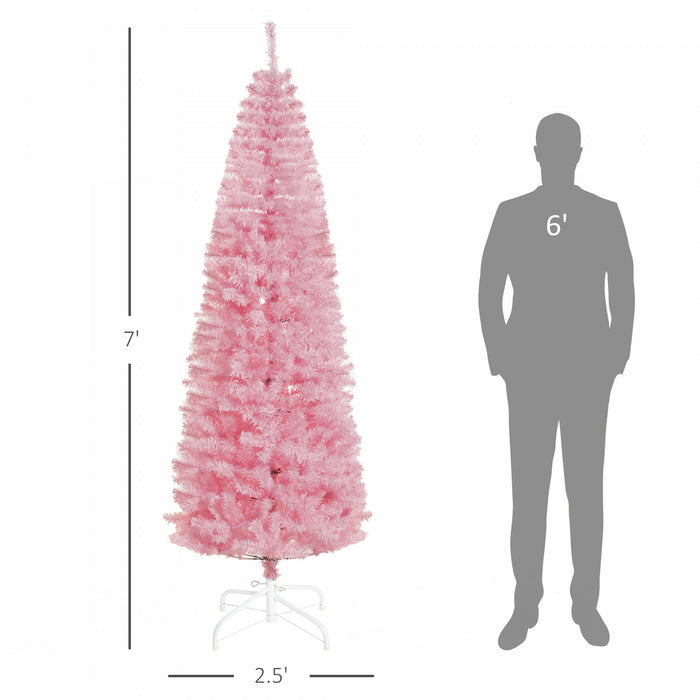 Homcom 7ft Pencil Artificial Christmas Tree With 818 Branch Tips