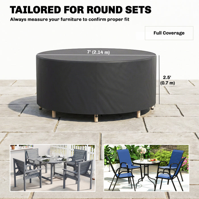 Outsunny Round Outdoor Patio Furniture Cover for Weather Protection, Black