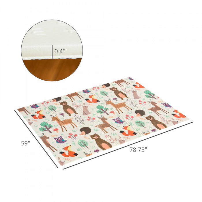 Qaba Foldable Baby Play Mat, Made With Comfortable Foam, Water-proof Surface, And Foldable Design, 78.75\"l X 59\"w X 0.4\"t
