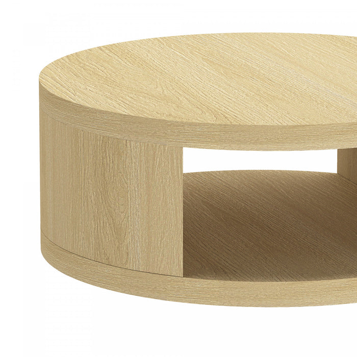 Alure Contemporary 36\" Round Coffee Table in Natural Oak