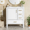 Emerson 30 Inch Bathroom Vanity with Ceramic Sink and Three Drawers, White | Emerson Meuble de salle de bain 30 pouces avec vasque en ceramique et trois tiroirs, Blanc