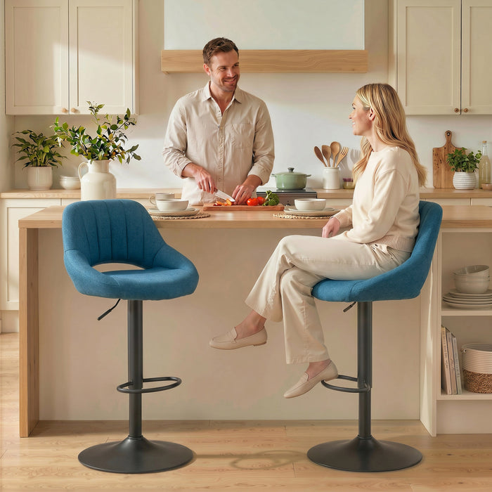 HOMCOM Bar Stools Set of 2 Swivel Adjustable Counter Height Barstools