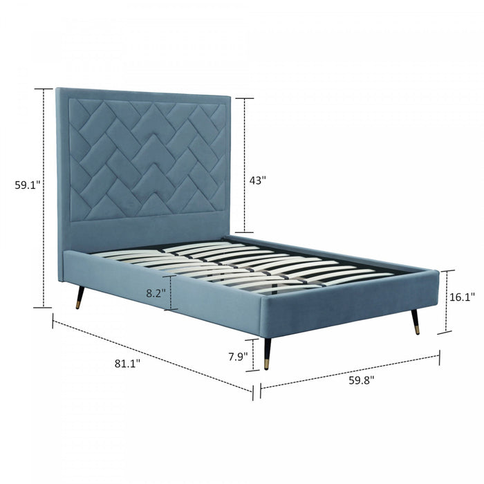 Crosby Modern Upholstered Velvet Full Bed in Blue