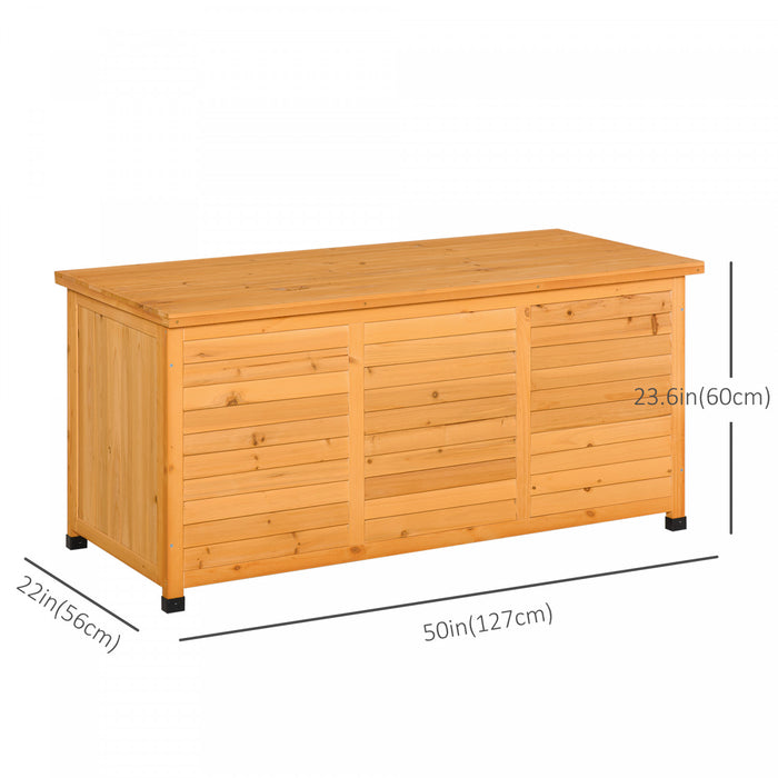 Outsunny 75 Gallon Wooden Storage Box Patio Deck Box Bench, Garden Backyard Outdoor Storage Container With Aerating Gap & Weather-fighting Finish, Yellow
