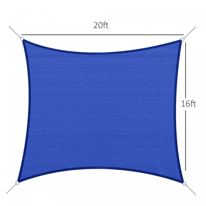 Outsunny Rectangle 20'x 16' Sun Shade Sail Top Cover Fabric Outdoor Shelter Backyard Window Garden Carrying Bag Blue