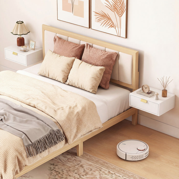 HOMCOM Floating Nightstands Set of 2, Bedside Tables White