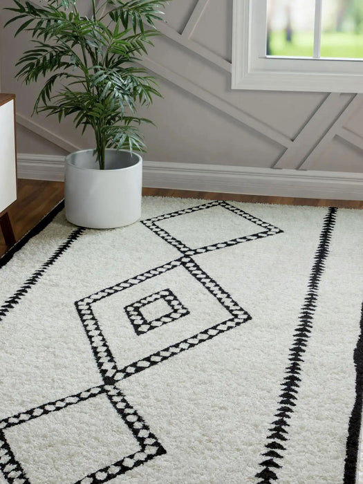 Zelda Contemporary 9'10\" x 12'10\" Area Rug in Ivory Indoor Area Rug