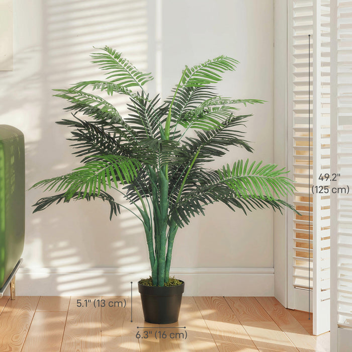 Outsunny 4FT Artificial Tropical Palm Tree Faux Plant with Lifelike Leaves