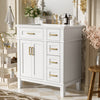 Savannah 30 Inch Bathroom Vanity with Ceramic Sink and Spacious Storage Cabinet, White | Savannah Meuble de salle de bain 30 pouces avec vasque en ceramique et armoire de rangement spacieux, Blanc