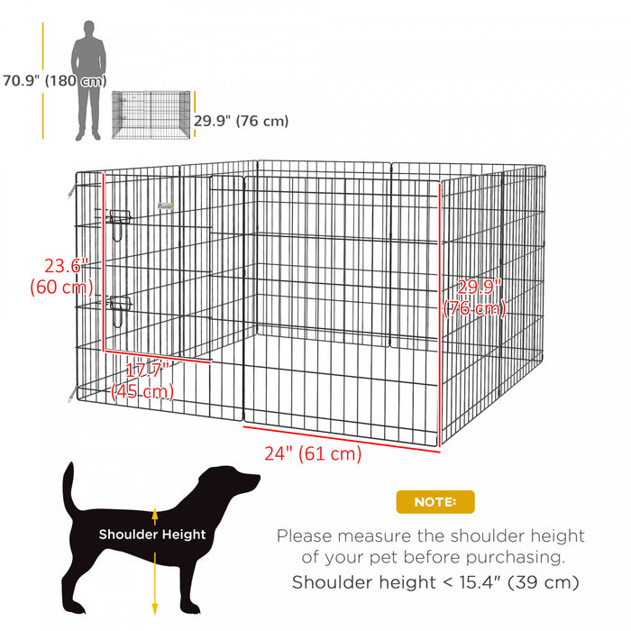 Pawhut Dog Playpen Puppy Play Pen, Pet Exercise Fences For Outside Indoor, Foldable Dog Kennel, 30\"h