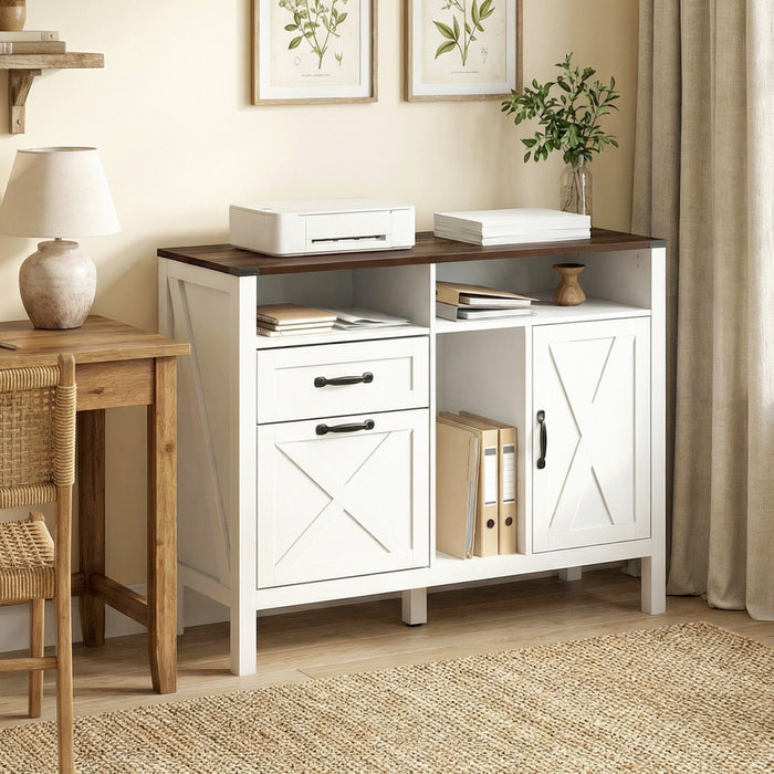 HOMCOM Lateral File Cabinet for Letter and A4 Size Filing Cabinet, White