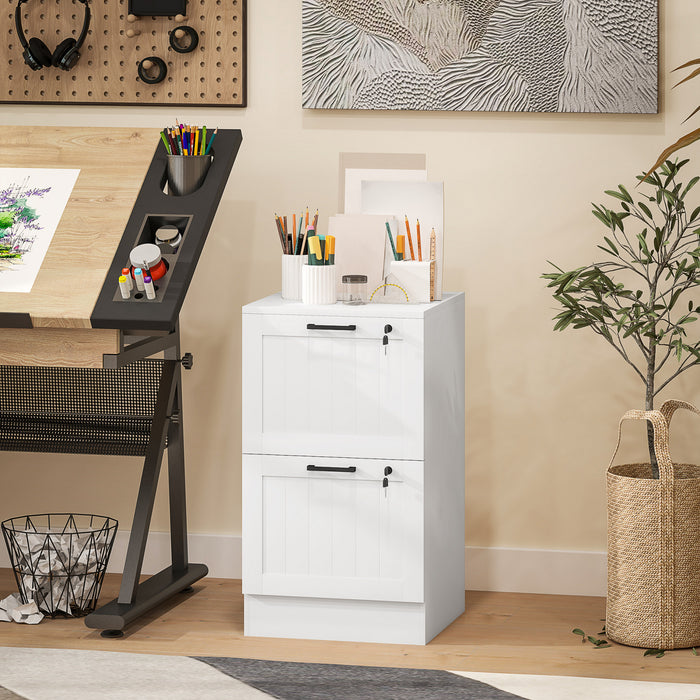 HOMCOM 2 Drawer File Cabinet with Lock Filing Cabinet for A4 Letter White