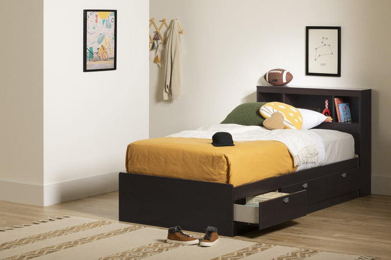Spark Mate's Platform Storage Bed With 3 Drawers - Chocolate 