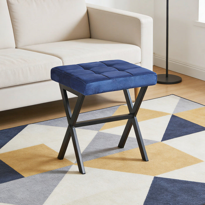 Owen Multi-Purpose Seating Accent Stool with Metal Legs,Blue Accent Chair