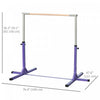 Soozier Gymnastics Bar for Kids, Height Adjustable 3' to 4.9', 13-Level Training Bar for Toddlers with 76.4-inch Extended Support, Purple
