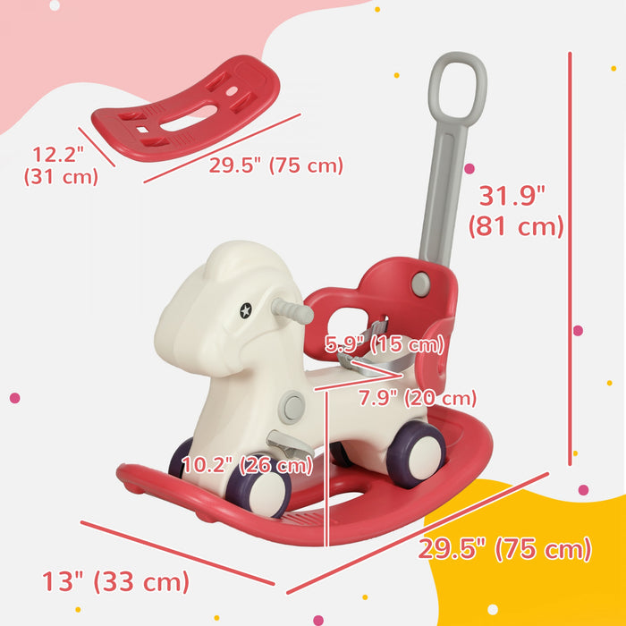 Qaba Rocking Horse, 4 In 1 Baby Ride On Horse, Push Car, Sliding Car With Detachable Balance Board & Push Handle, For 2-5 Years, Red