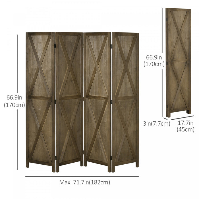 Homcom 5.6ft 4-panel Wooden Room Divider With Foldable Design