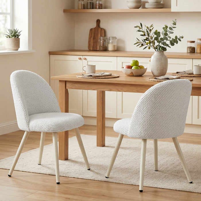 HOMCOM Dining Chairs Set of 2 with Velvet Fabric Upholstery, White