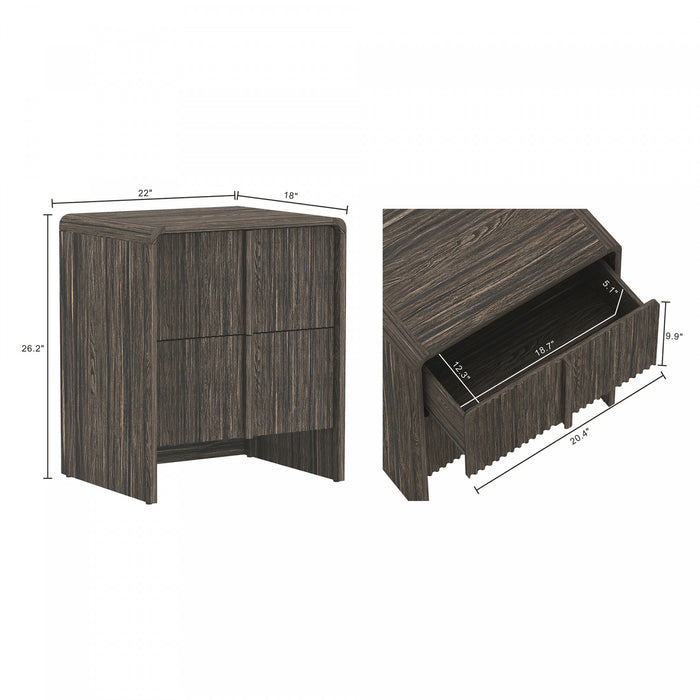 Novara Contemporary 22\" Nightstand in Jacobean Walnut (2-Drawer)