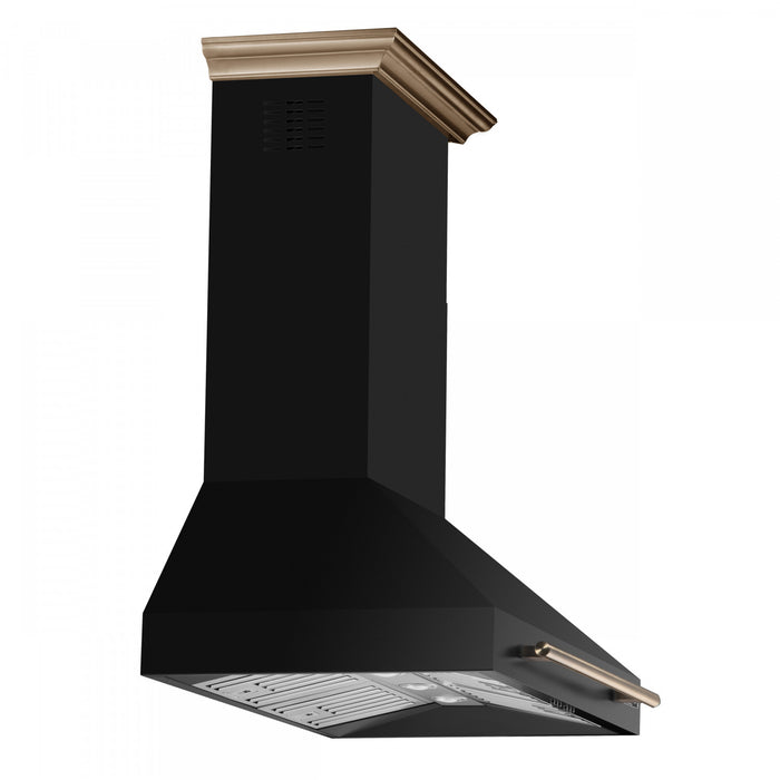 Forno Aria 36 Inch Wall-Mounted Black Range Hood-FRHWM5095-36BLK