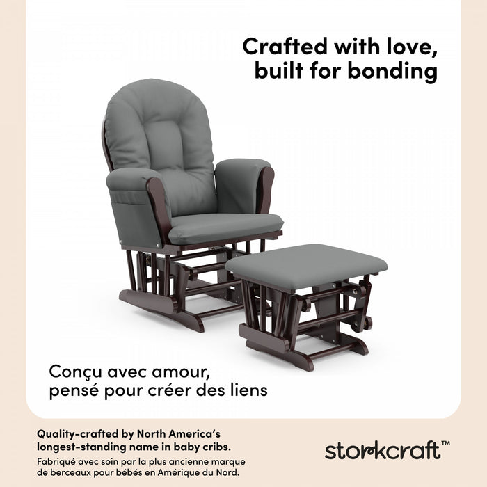 Storkcraft Hoop Glider and Ottoman - Espresso/Gray
