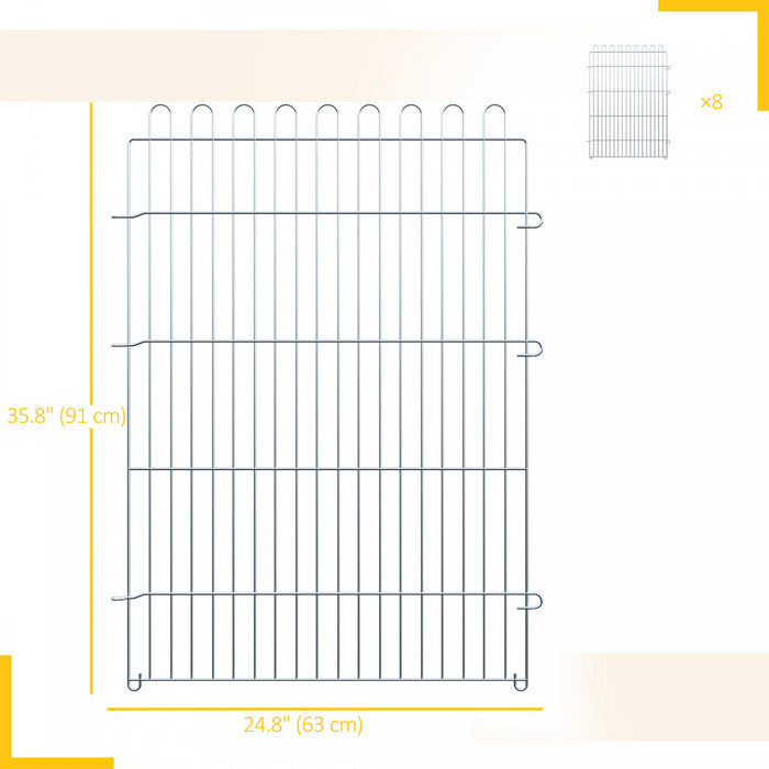 PawHut Dog Playpen Puppy Play Pen, 8 Panels Pet Exercise Fences for Outside Indoor, 36\"H