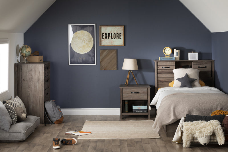 Ulysses Mate's Platform Storage Bed with 3 Drawers Fall Oak - South Shore Twin Bed