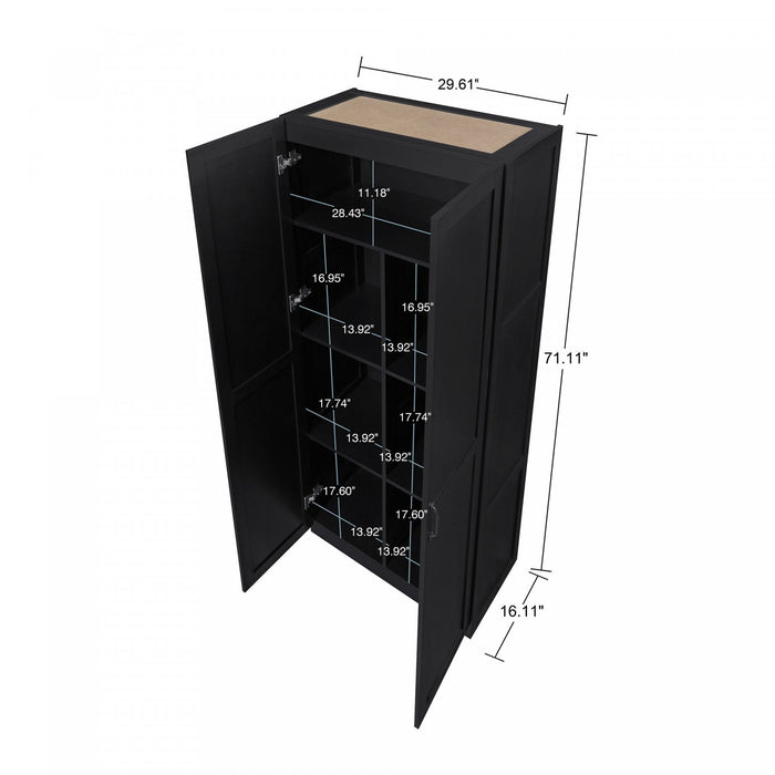 Hopkins Modern 30\" Storage Cabinet in Black (7-Shelf) - Set of 2 Armoire