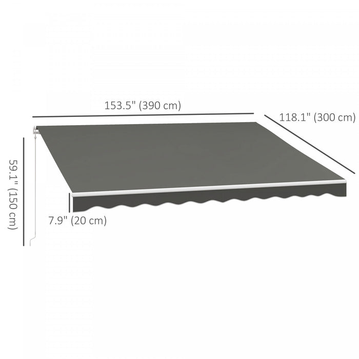 Outsunny 10' X 13' Electric Retractable Awning W/ Remote Controller, Gray