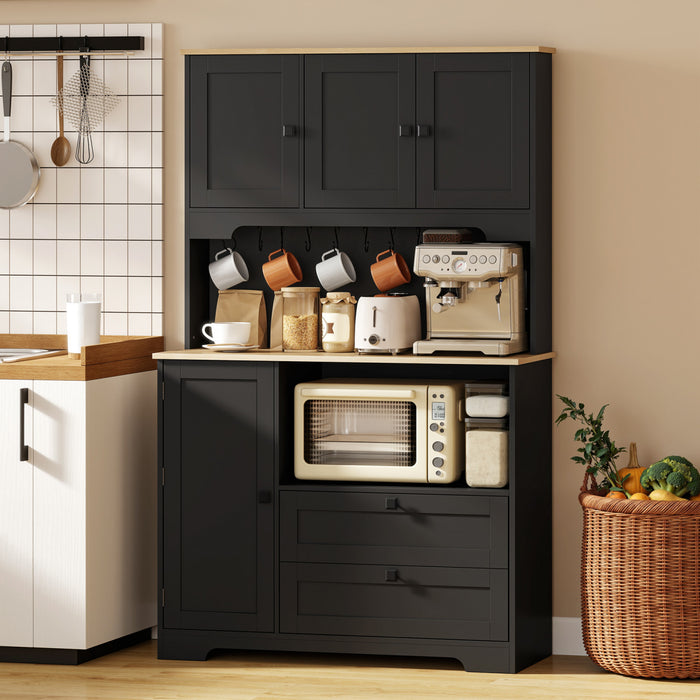 HOMCOM 64\" Kitchen Pantry Cabinet, Kitchen Hutch with 3 Cabinets, 2 Drawers