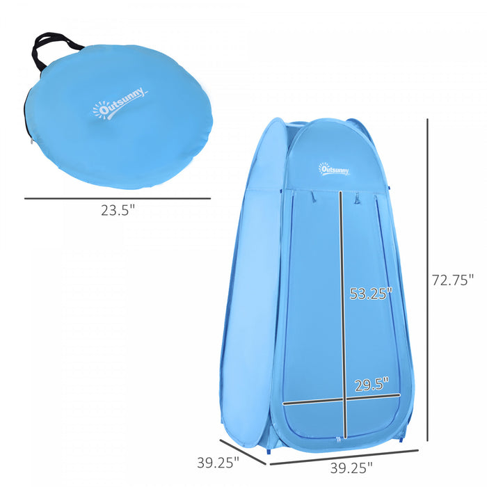 Outsunny Pop Up Shower Tent Portable Dressing Changing Room Privacy Shelter Tents For Outdoor Camping Beach Toilet And Indoor Photo Shoot W/ Carrying Bag, Blue