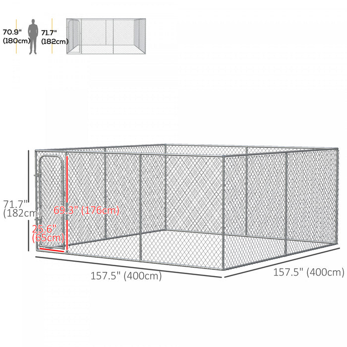 Pawhut 172 Sq. Ft. Dog Playpen Outdoor, Walk-in Dog Run Kennel Puppy Exercise Pen With Galvanized Steel Frame, For Small And Medium Dogs, 13' X 13' X 6'