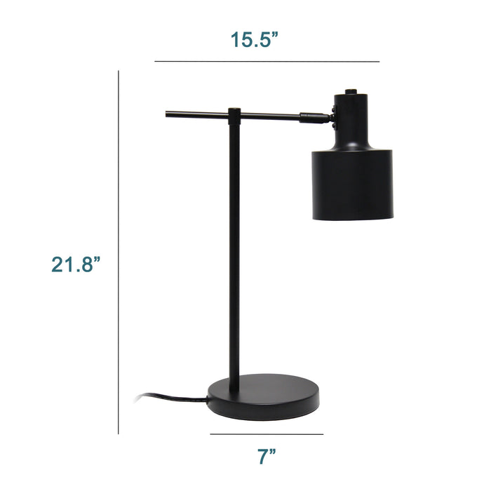 Camden Industrial Metal Desk Lamp, Onyx, 21.8\"H