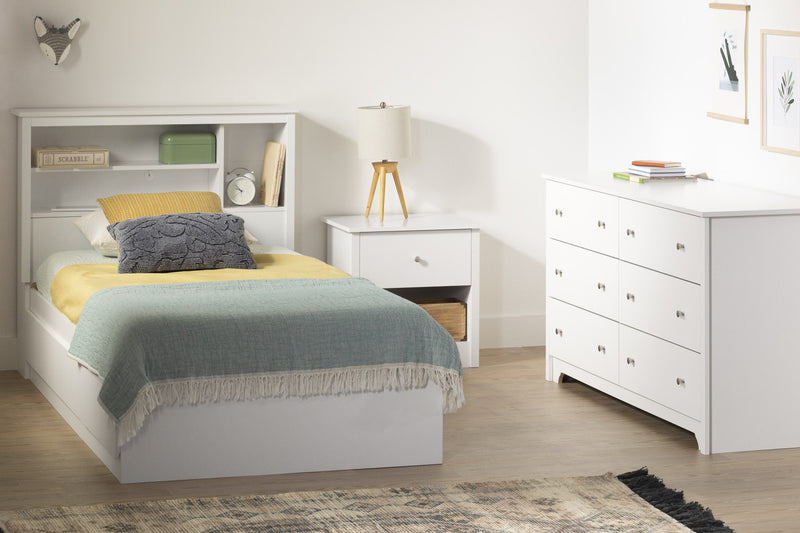 Vito Bookcase Headboard With Storage - Pure White 