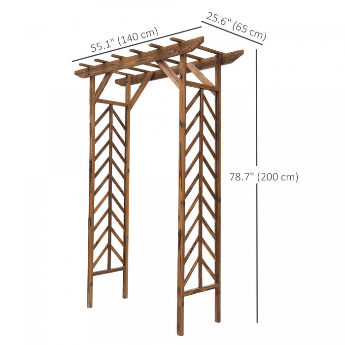Outsunny 79\" Garden Trellis, Wooden Arched Arbour With Pergola Style Roof