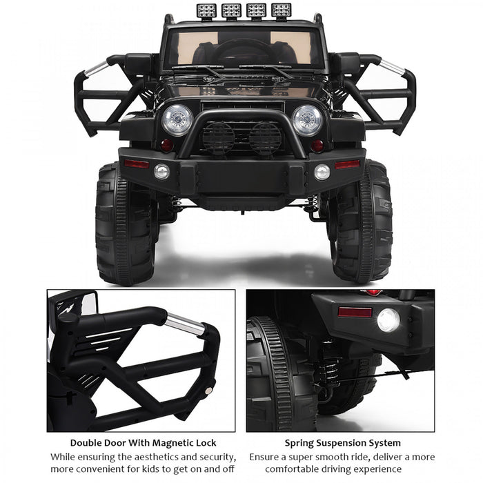 Costway 12v Kids Ride On Truck Car W/ Remote Control Mp3 Music Led Lights Black